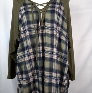 Just be Plaid Hooded Jersey 3X